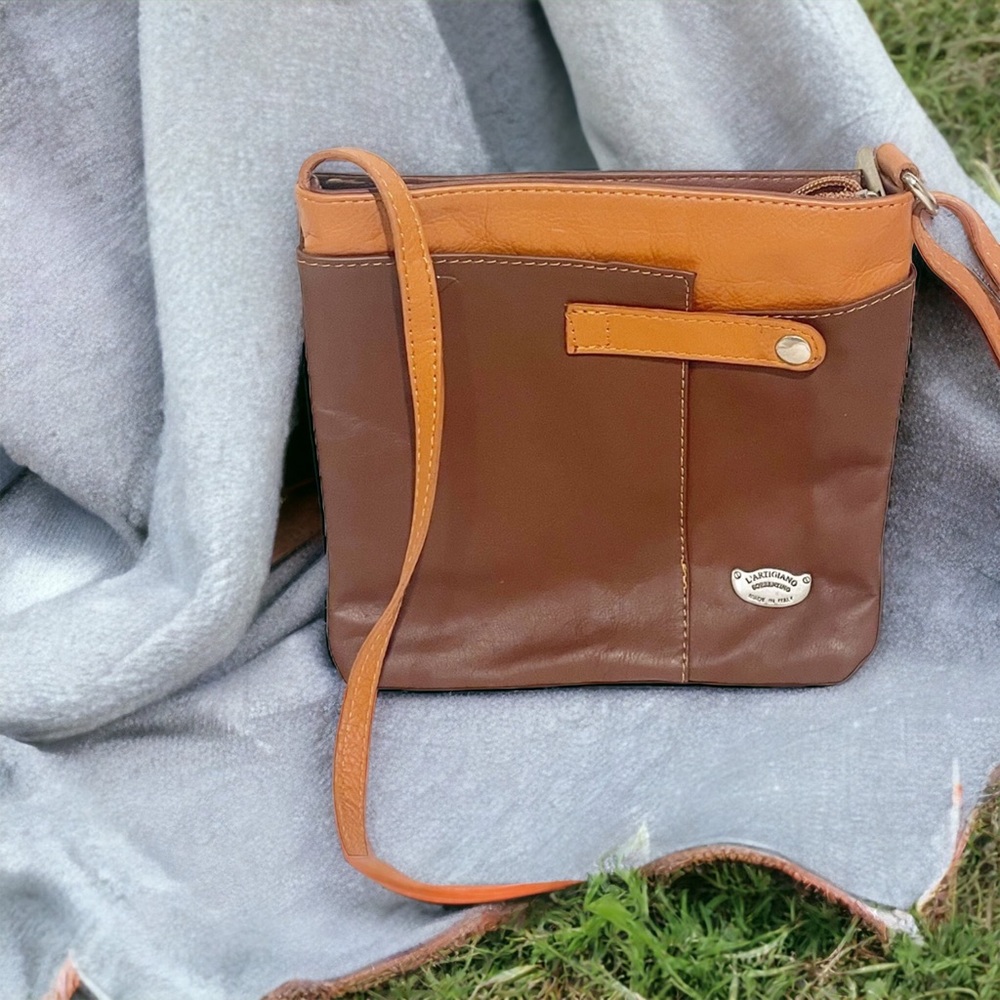 L'artigiano Sorrentino Brown Leather Crossbody Bag Made in‎ Italy Pocketbook
